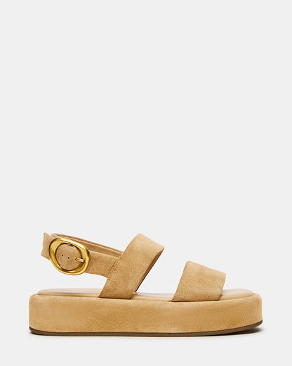 BARONI Sand Suede Square-Toe Platform Women's Sandals | Steve Madden