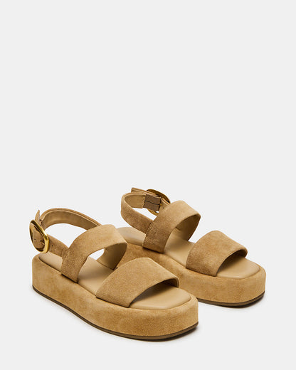 BARONI Sand Suede Square-Toe Platform Women's Sandals | Steve Madden