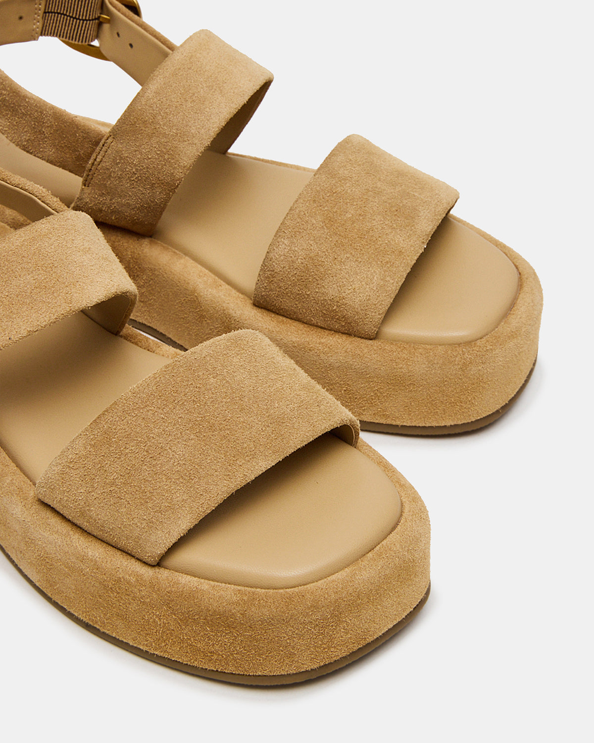 BARONI Sand Suede Square-Toe Platform Women's Sandals | Steve Madden