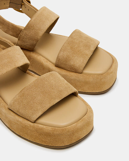 BARONI Sand Suede Square-Toe Platform Women's Sandals | Steve Madden