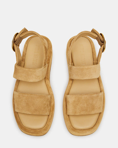 BARONI Sand Suede Square-Toe Platform Women's Sandals | Steve Madden