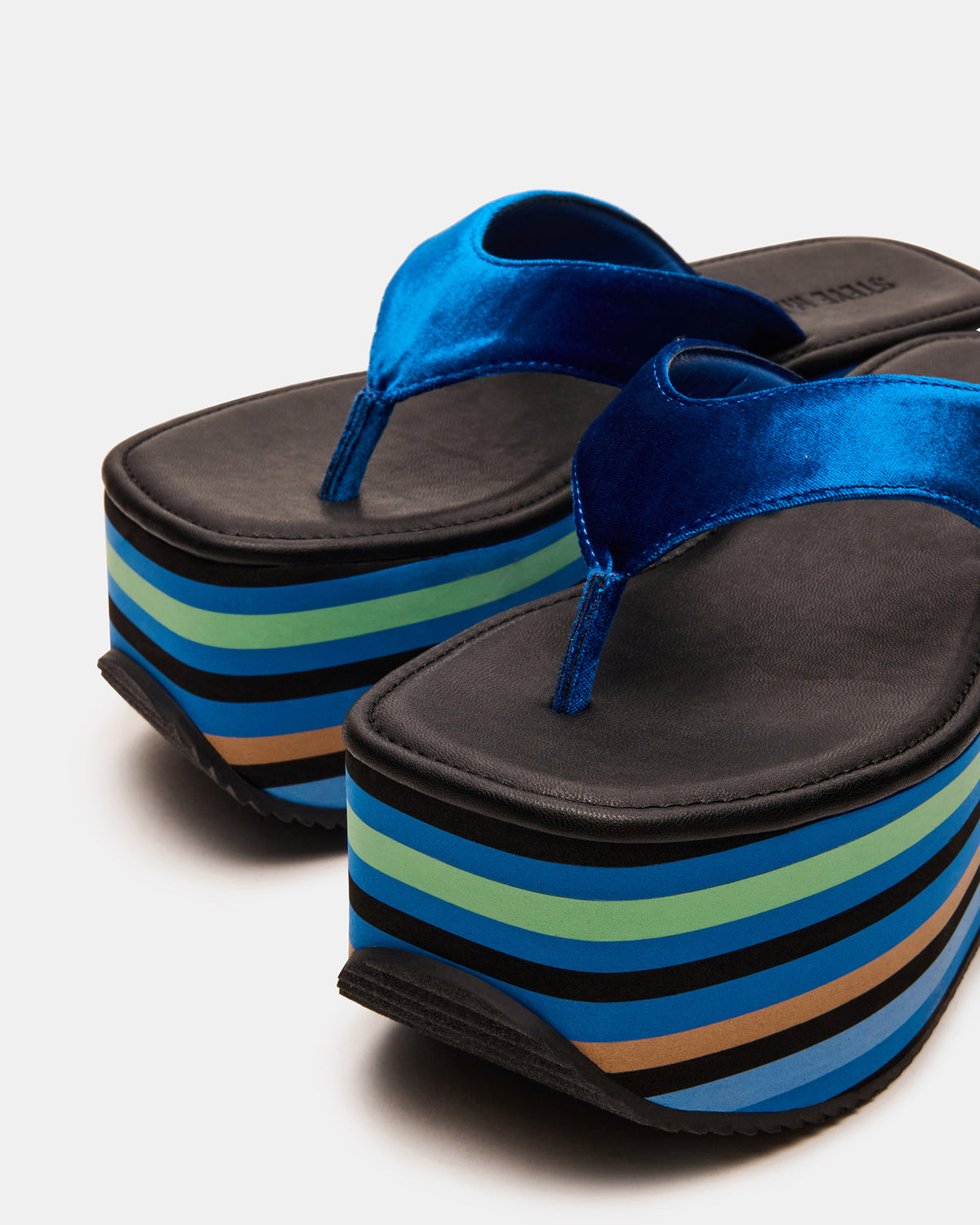 SEVILLA Blue Multi Thong Platform Chunky Flatform Square-Toe Women's Sandal | Steve Madden