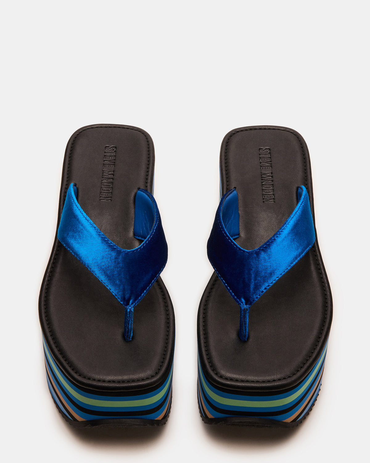 SEVILLA Blue Multi Thong Platform Chunky Flatform Square-Toe Women's Sandal | Steve Madden