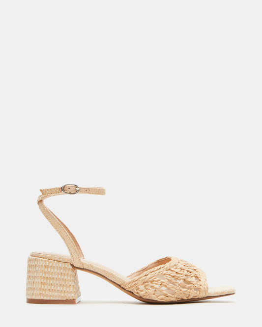 SOLEIL Raffia Square-Toe Woven Women's Sandal | Steve Madden