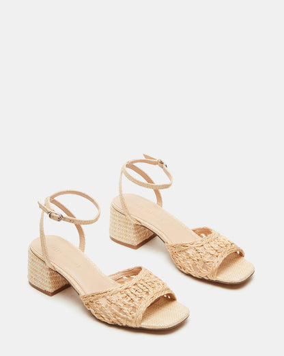 SOLEIL Raffia Square-Toe Woven Women's Sandal | Steve Madden