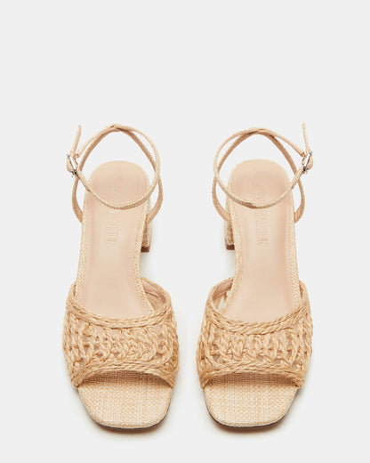 SOLEIL Raffia Square-Toe Woven Women's Sandal | Steve Madden