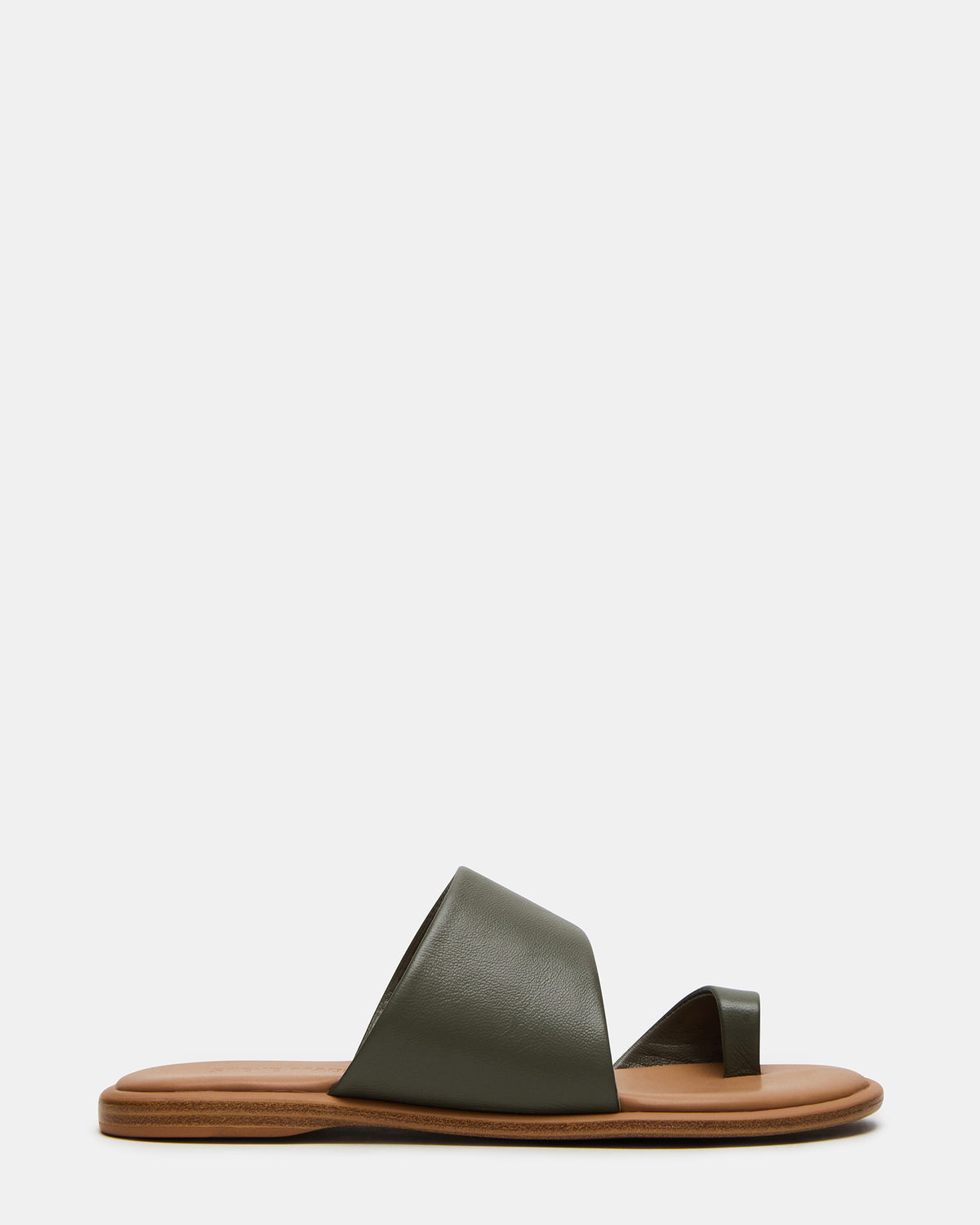 ZANI Olive Leather Women's Slide Sandal | Steve Madden