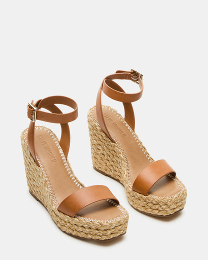 COSMO Tan Leather Rattia Women's Platform Wedge | Steve Madden