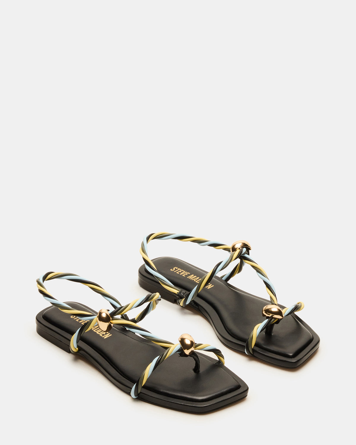 LOCO Black Multi Women's Strappy Square Toe Sandal | Steve Madden