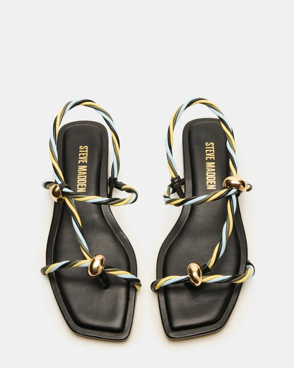 LOCO Black Multi Women's Strappy Square Toe Sandal | Steve Madden
