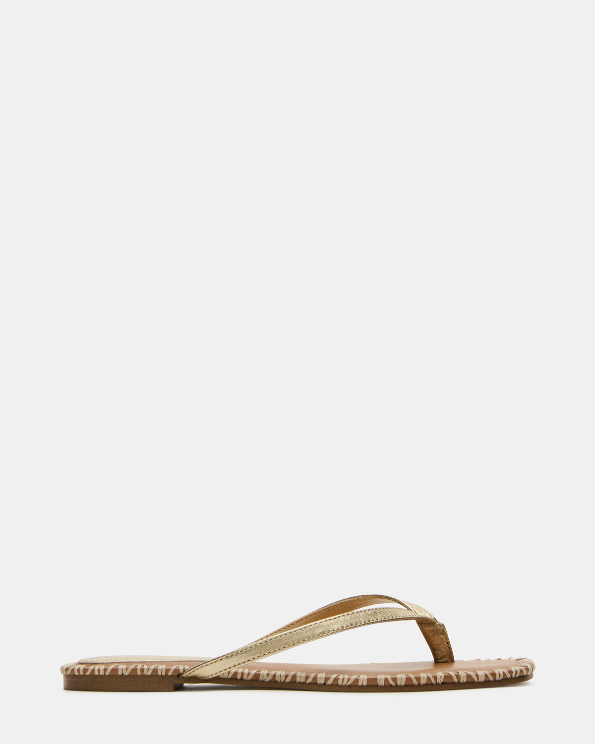 MARELLA Gold Leather Women's Thong Square-Toe Sandal | Steve Madden