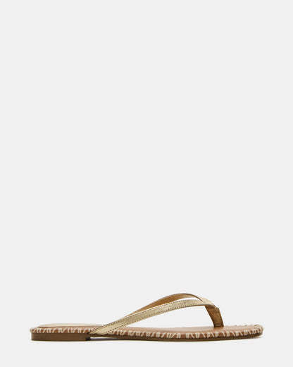 MARELLA Gold Leather Women's Thong Square-Toe Sandal | Steve Madden