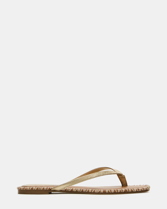 MARELLA Gold Leather Women's Thong Square-Toe Sandal | Steve Madden