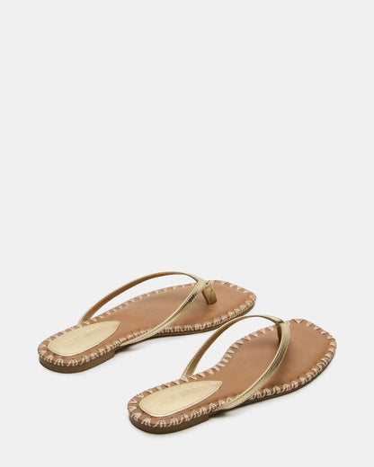 MARELLA Gold Leather Women's Thong Square-Toe Sandal | Steve Madden
