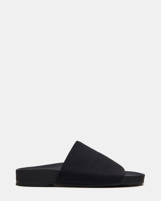 SANSA Black Flatform Footbed Slide Women's Sandal | Steve Madden
