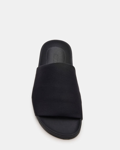 SANSA Black Flatform Footbed Slide Women's Sandal | Steve Madden