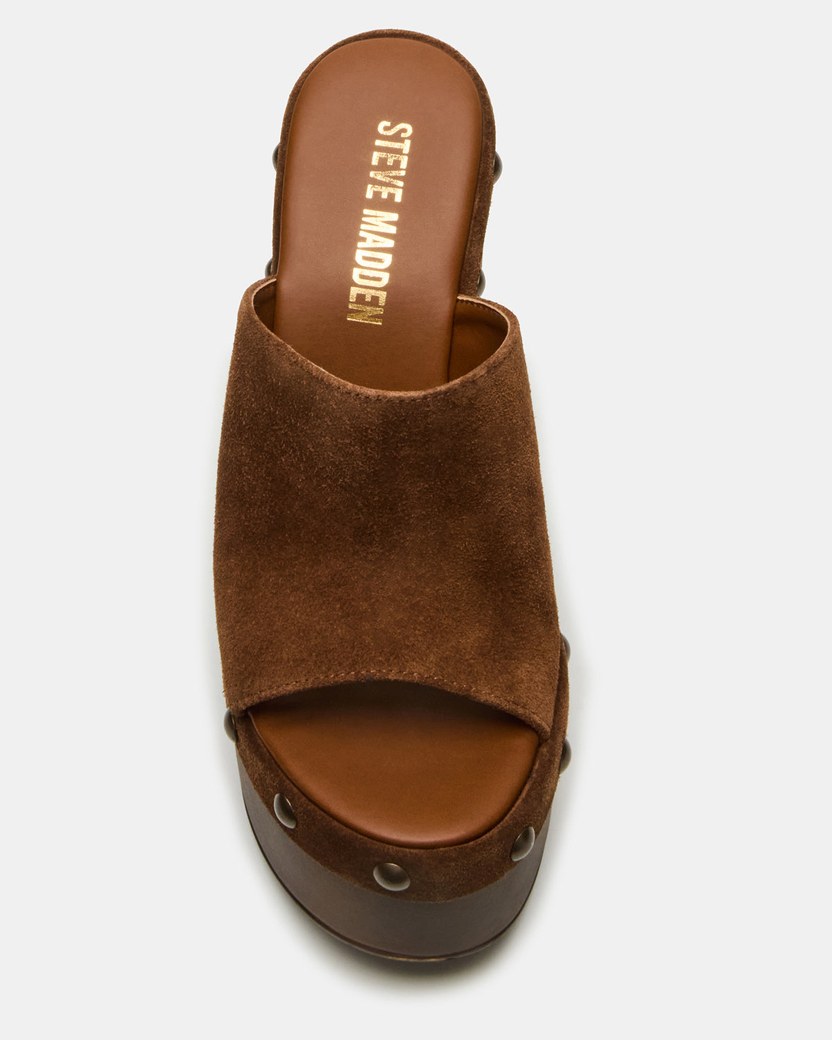 JOVIE Chestnut Suede Platform Studded Wedge Women's Sandal | Steve Madden