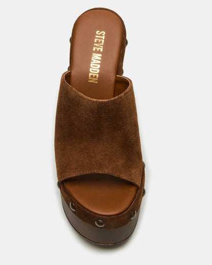 JOVIE Chestnut Suede Platform Studded Wedge Women's Sandal | Steve Madden