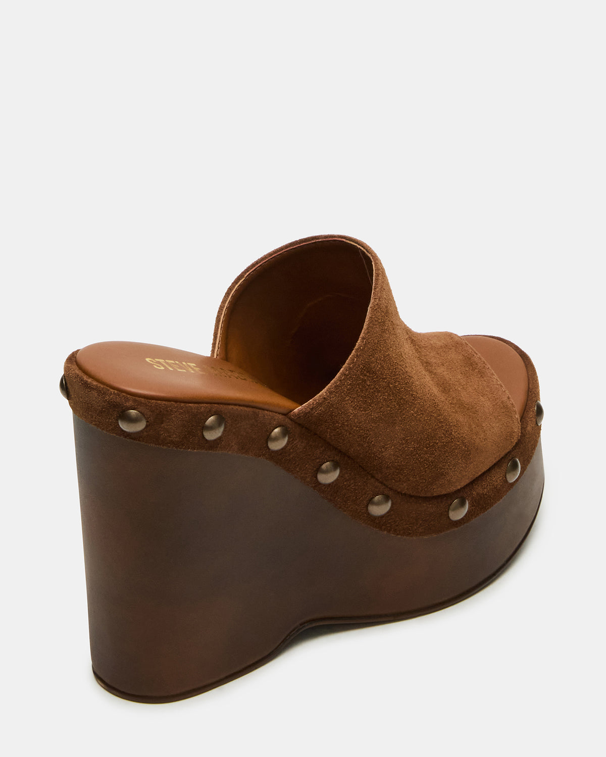 JOVIE Chestnut Suede Platform Studded Wedge Women's Sandal | Steve Madden