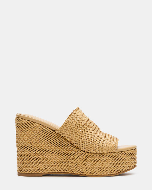 CASSI Natural Platform Raffia Wedge Women's Sandal | Steve Madden