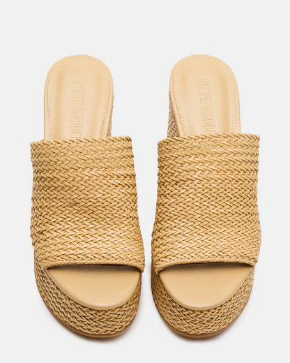 CASSI Natural Platform Raffia Wedge Women's Sandal | Steve Madden