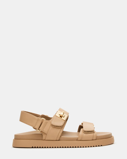 MONA Beige Leather Flatform Women's Sandal | Steve Madden