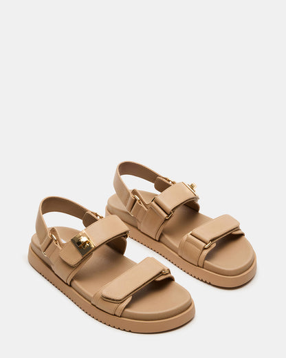 MONA Beige Leather Flatform Women's Sandal | Steve Madden