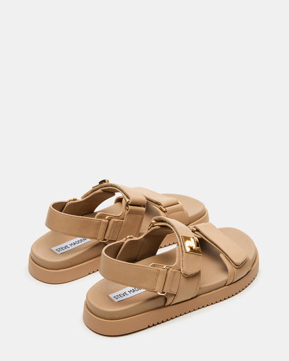 MONA Beige Leather Flatform Women's Sandal | Steve Madden