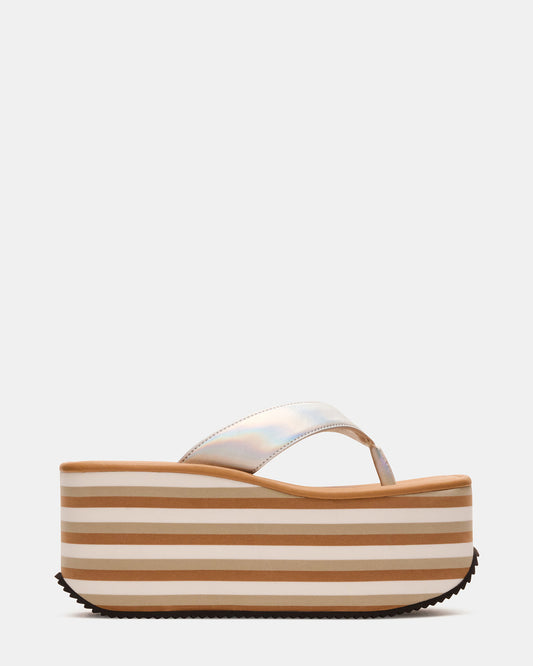 SEVILLA Natural Multi Thong Platform Chunky Flatform Square-Toe Women's Sandal | Steve Madden