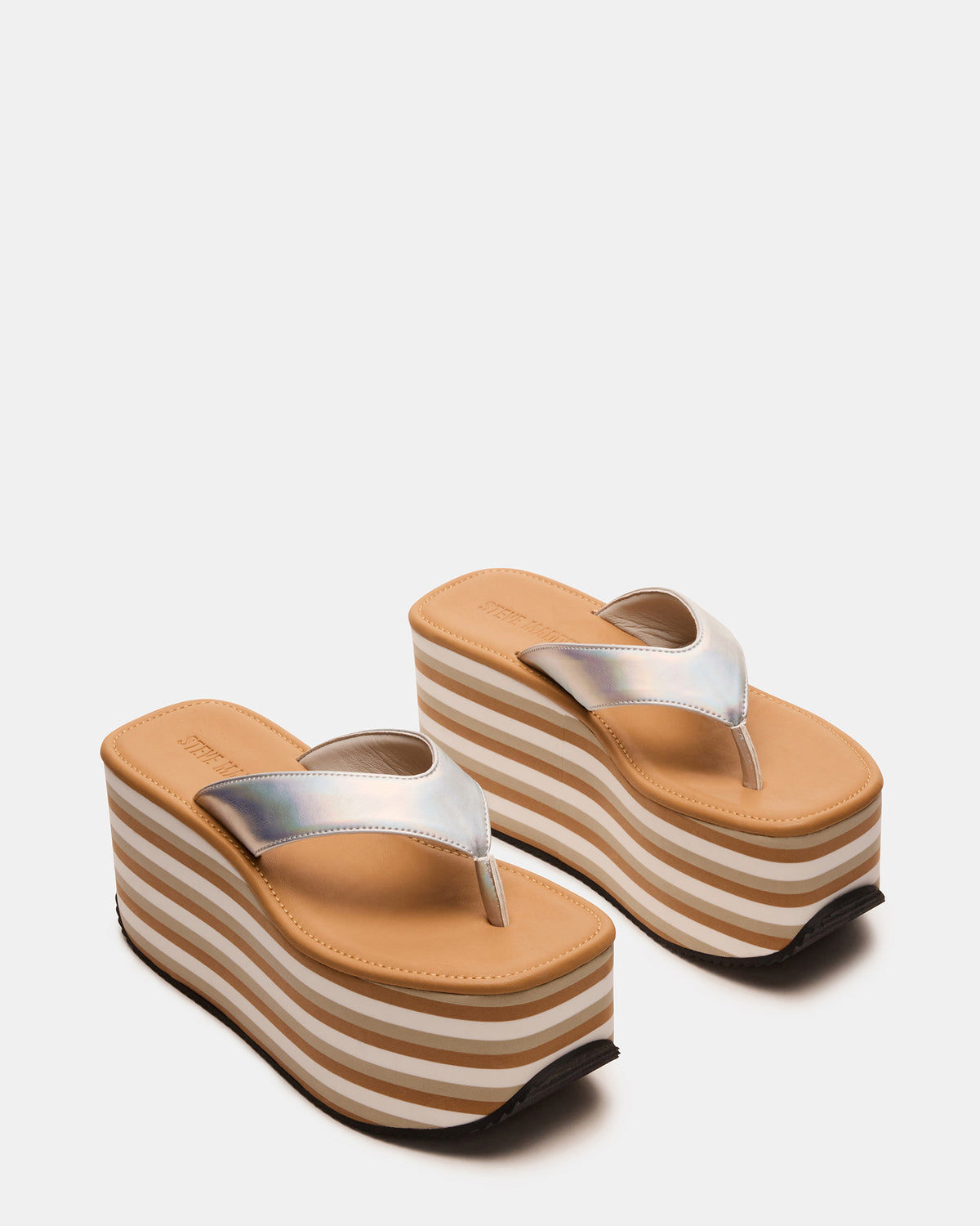 SEVILLA Natural Multi Thong Platform Chunky Flatform Square-Toe Women's Sandal | Steve Madden