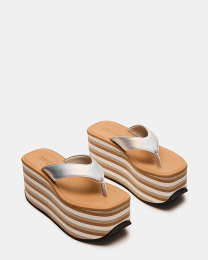 SEVILLA Natural Multi Thong Platform Chunky Flatform Square-Toe Women's Sandal | Steve Madden