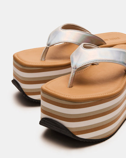 SEVILLA Natural Multi Thong Platform Chunky Flatform Square-Toe Women's Sandal | Steve Madden