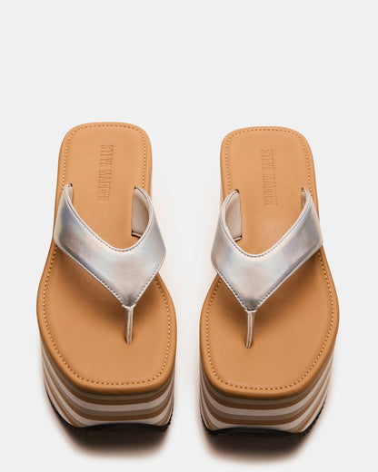 SEVILLA Natural Multi Thong Platform Chunky Flatform Square-Toe Women's Sandal | Steve Madden