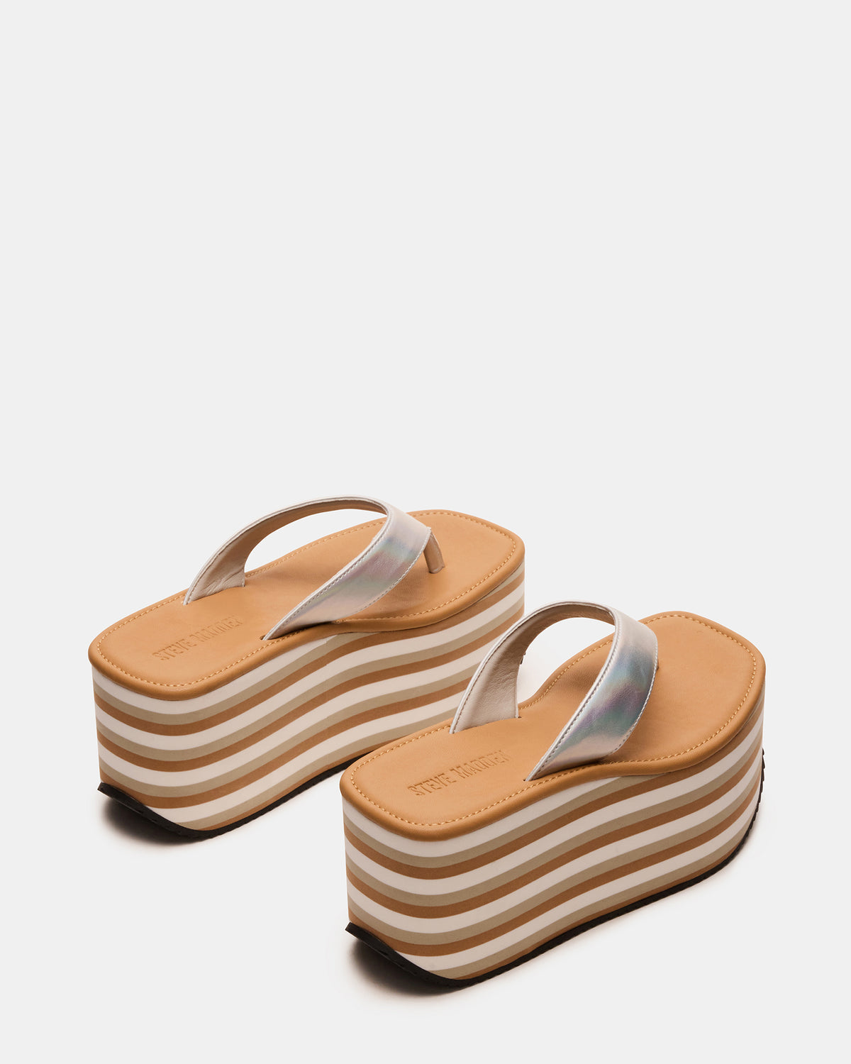 SEVILLA Natural Multi Thong Platform Chunky Flatform Square-Toe Women's Sandal | Steve Madden