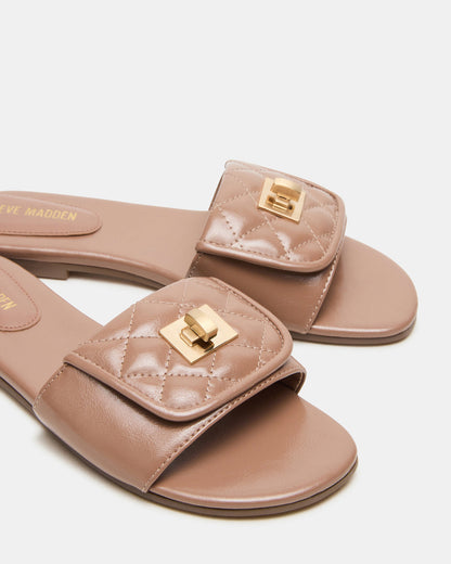 MORELAND Mocha Quilted Slide Women's Sandal | Steve Madden