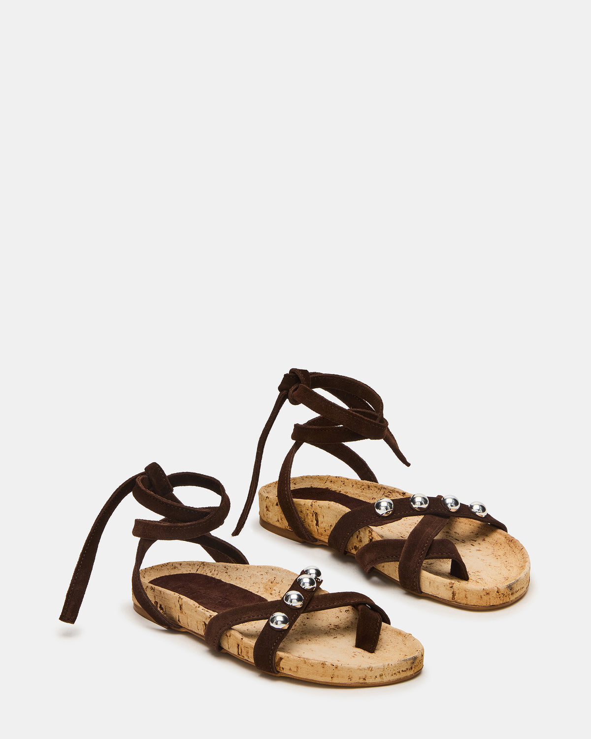KELSO Brown Suede Flatform Strappy Studded Women's Sandal | Steve Madden
