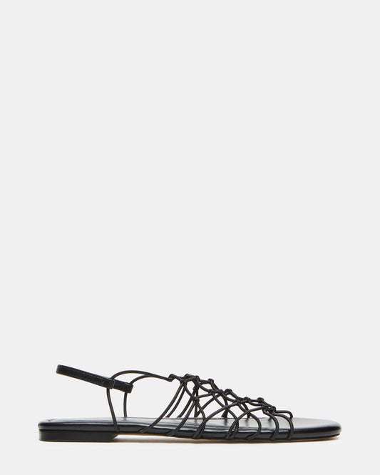 LIBRA Black Women's Strappy Flat Sandal | Steve Madden