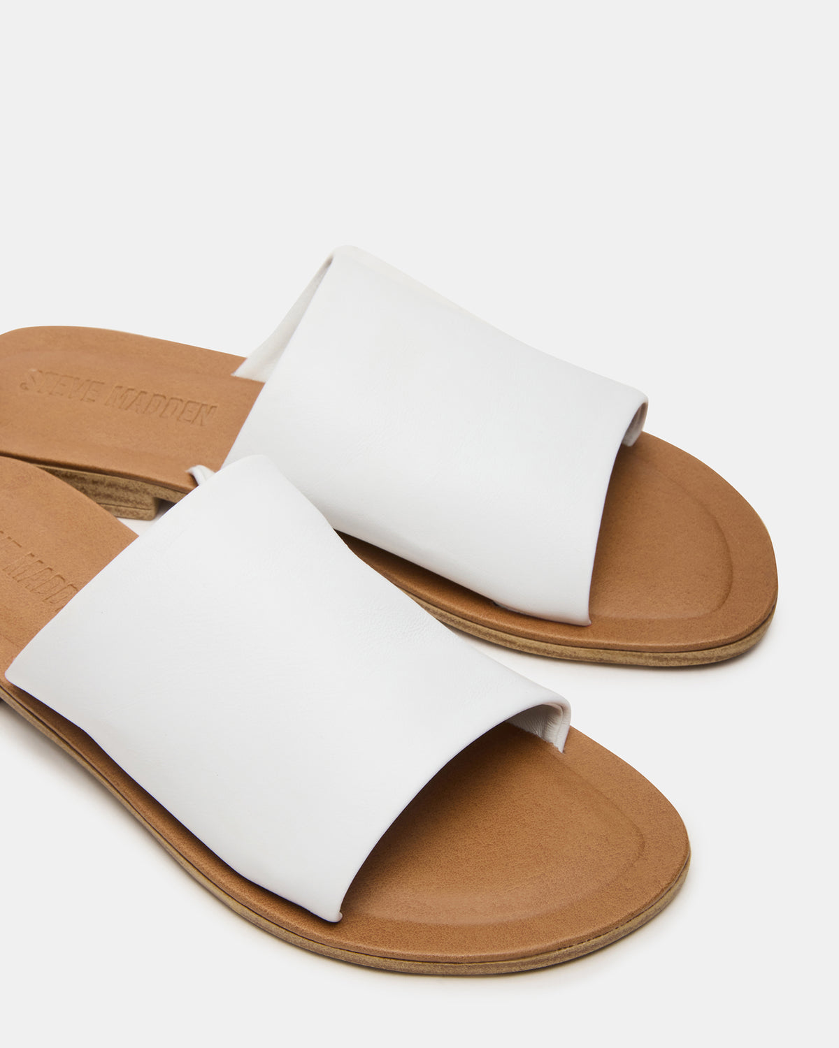 KIPP White Leather Slide Women's Sandal | Steve Madden