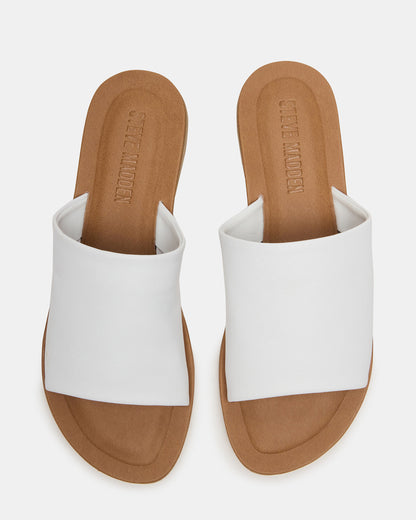 KIPP White Leather Slide Women's Sandal | Steve Madden