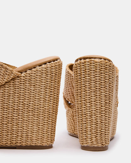 CERCEI Natural Raffia Platform Square-Toe Wedge Women's Sandal | Steve Madden