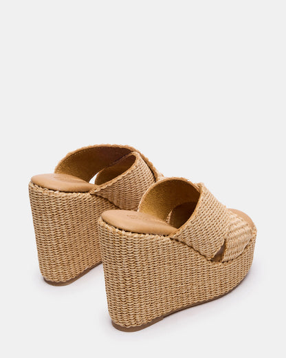 CERCEI Natural Raffia Platform Square-Toe Wedge Women's Sandal | Steve Madden