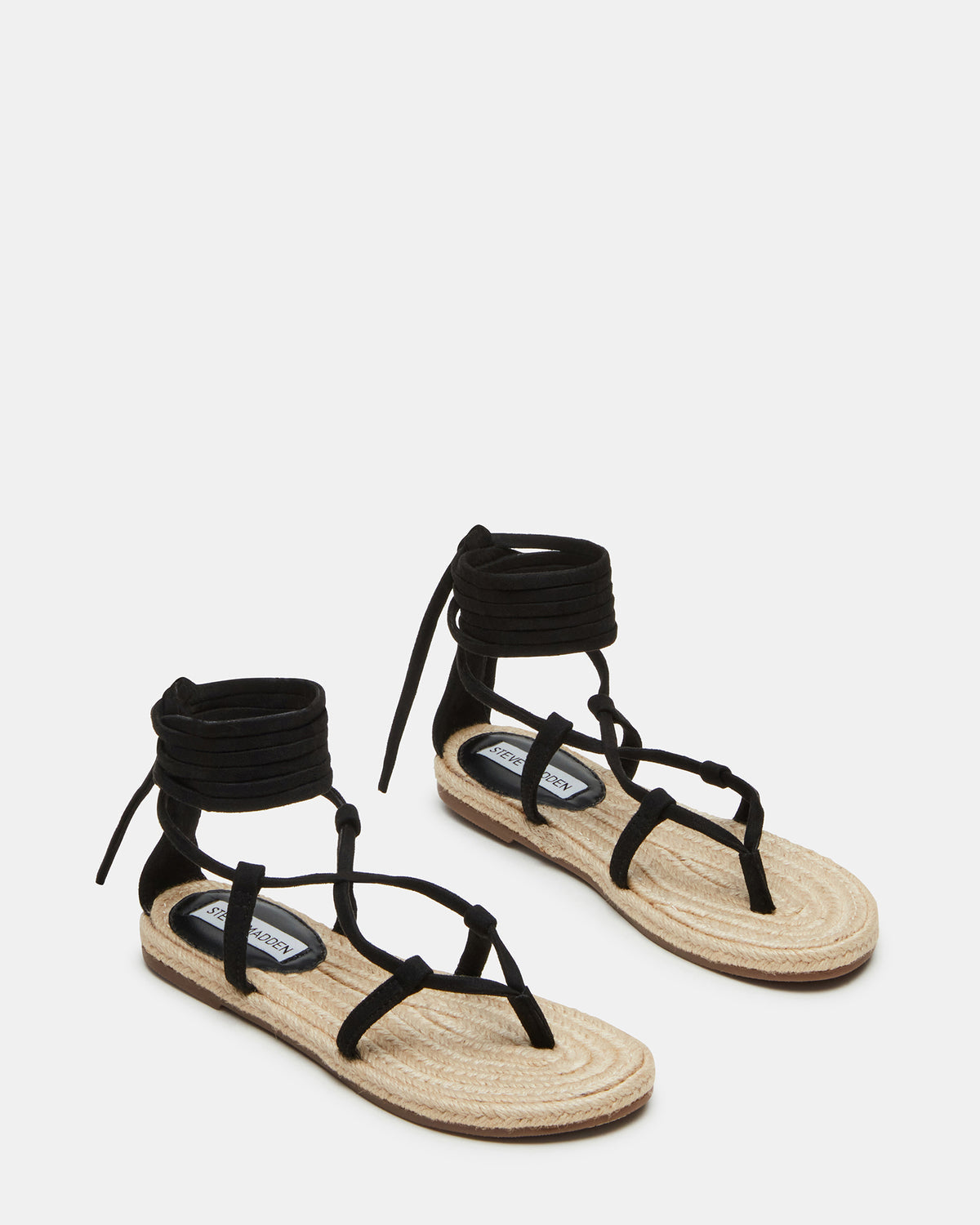 WADE Black Women's Strappy Lace-Up Espadrille Sandal | Steve Madden