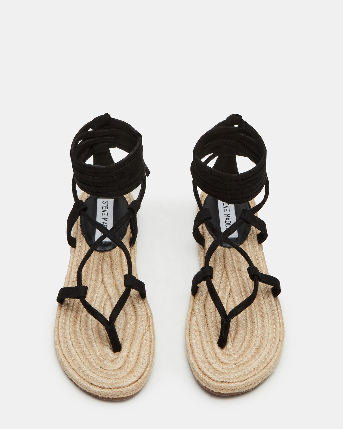 WADE Black Women's Strappy Lace-Up Espadrille Sandal | Steve Madden