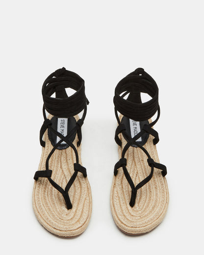 WADE Black Women's Strappy Lace-Up Espadrille Sandal | Steve Madden