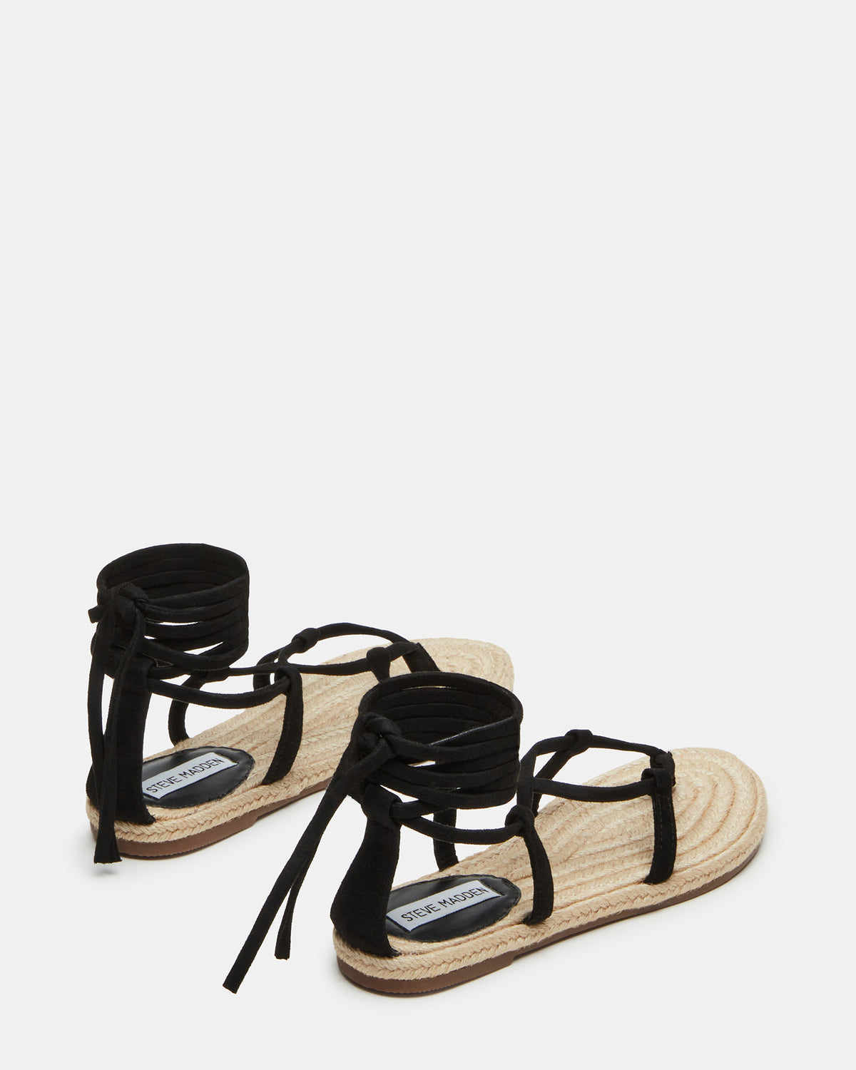 WADE Black Women's Strappy Lace-Up Espadrille Sandal | Steve Madden