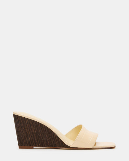 CURCIO Beige Crocodile Square-Toe Women's Wedge Sandal | Steve Madden