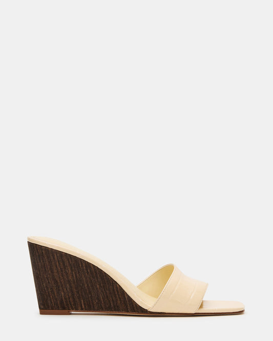 CURCIO Beige Crocodile Square-Toe Women's Wedge Sandal | Steve Madden