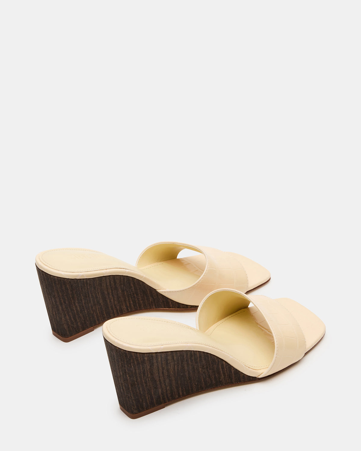 CURCIO Beige Crocodile Square-Toe Women's Wedge Sandal | Steve Madden
