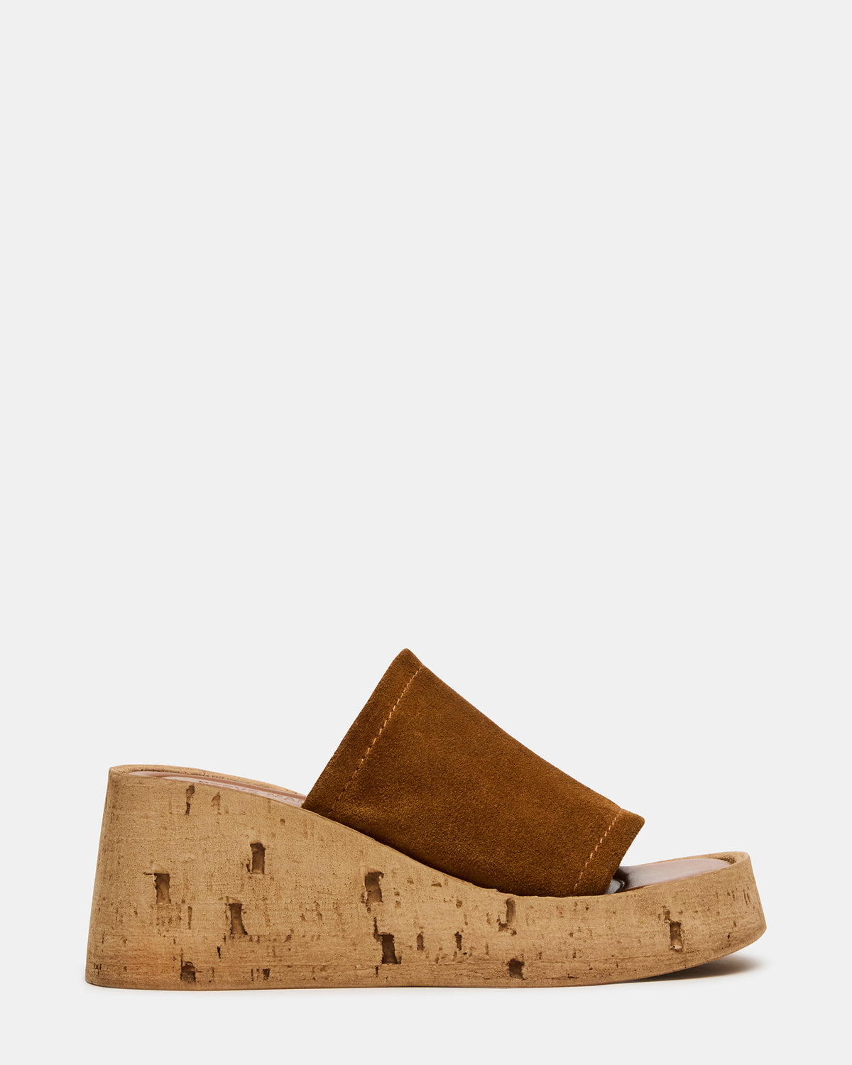 CELLAR Chestnut Suede Platform Wedge Square-Toe Women's Sandal | Steve Madden