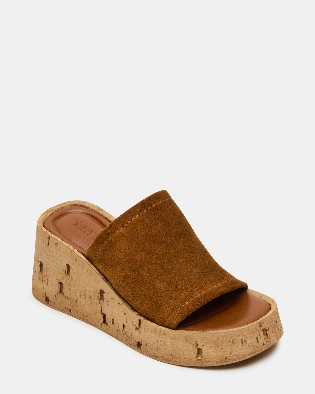CELLAR Chestnut Suede Platform Wedge Square-Toe Women's Sandal | Steve Madden